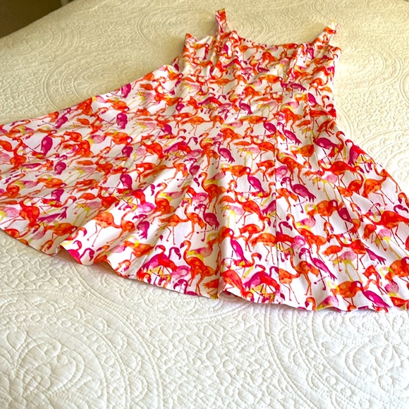 Pappagallo Cotton Flamingo Print Dress Sleeveless Womens 12  Pink Party Sundress - Picture 4 of 17